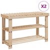 vidaXL Skostativ med benk 2-i-1 2 stk heltre