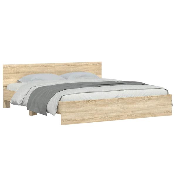 vidaXL Sengeramme med hodegavl sonoma eik 200x200 cm