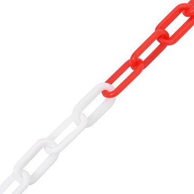 vidaXL Sperrekjetting rød og hvit 30 m Ø4 mm plast