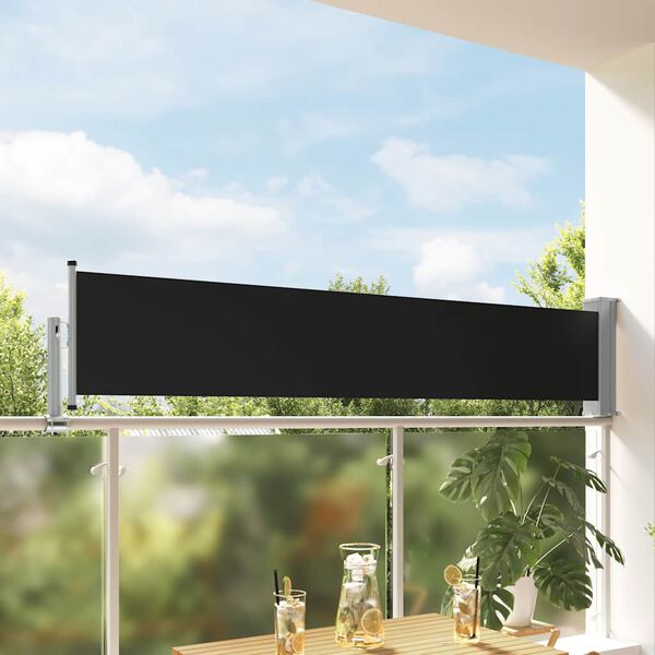 vidaXL Uttrekkbar sidemarkise 60x300 cm svart