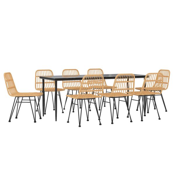 vidaXL Hagespisegruppe 9 deler polyrotting