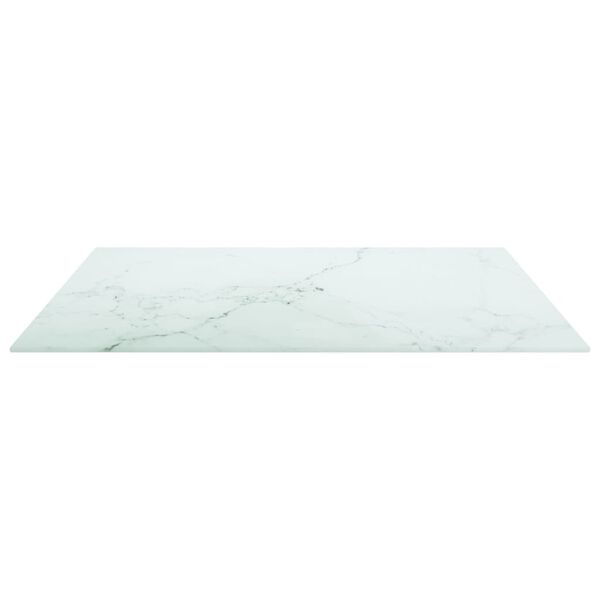 vidaXL Bordplate hvit 70x70 cm 6 mm herdet glass med marmor design