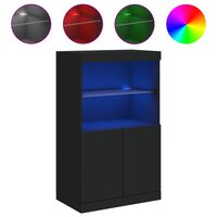 vidaXL Skjenk med LED-lys svart 60,5x37x100 cm