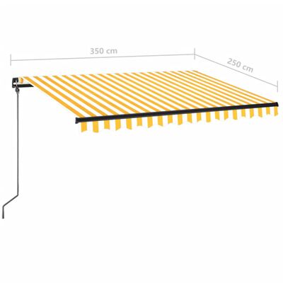 vidaXL Manuell uttrekkbar markise med LED 350x250 cm gul og hvit