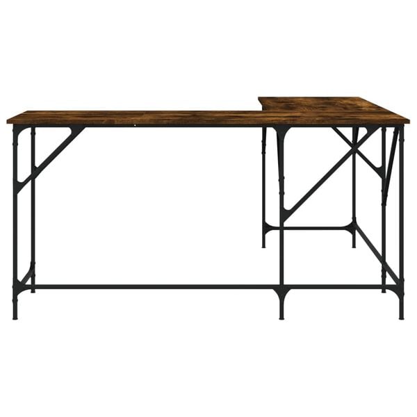 vidaXL Skrivebord røkt eik 149x149x75 cm konstruert tre