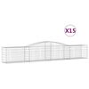 vidaXL Gabionkurver buede 15 stk 400x50x60/80 cm galvanisert jern