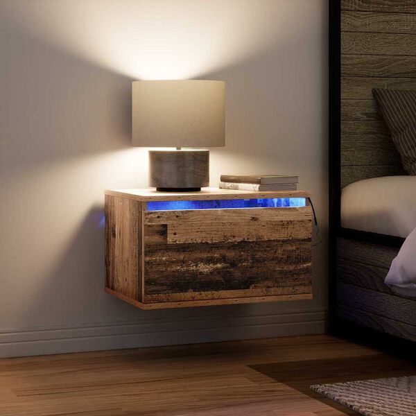 vidaXL Vegghengt nattbord Gammelt tre 50 x 36 x 30 cm Konstruert tre