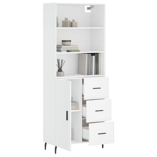 vidaXL Highboard hvit 69,5x34x180 cm konstruert tre