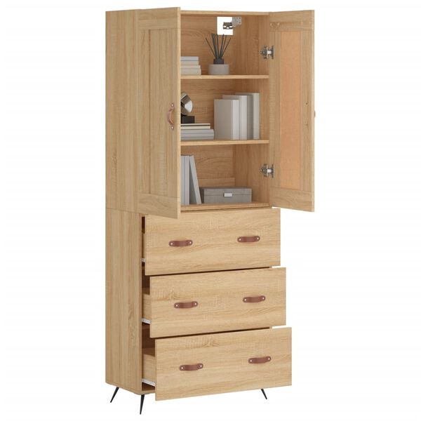 vidaXL Highboard sonoma eik 69,5x34x180 cm konstruert tre