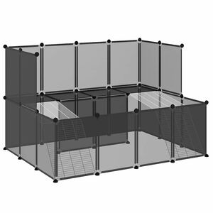 vidaXL Sm&aring;dyrbur svart 143x107x93 cm PP og st&aring;l