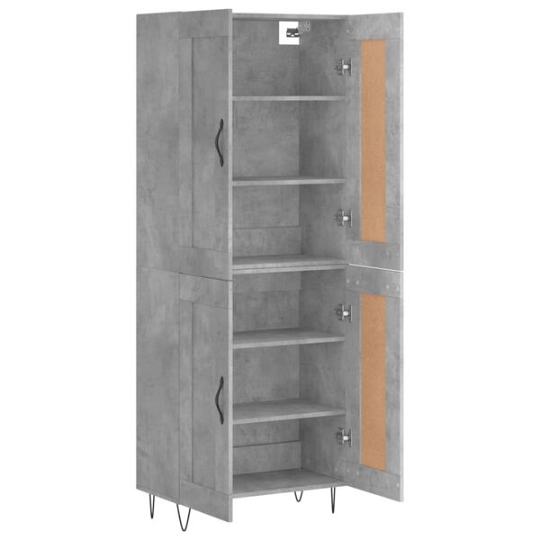 vidaXL Highboard betonggr&aring; 69,5x34x180 cm konstruert tre