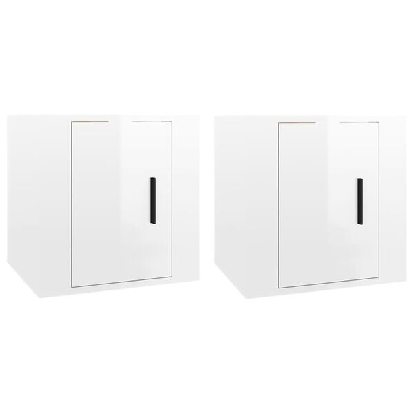 vidaXL Vegghengte TV-benker 2 stk høyglans hvit 40x34,5x40 cm