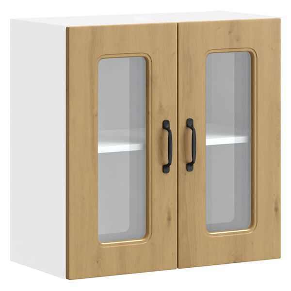 vidaXL Kj&oslash;kken veggskap med glassd&oslash;r Kalmar artisan eik konstruert tre