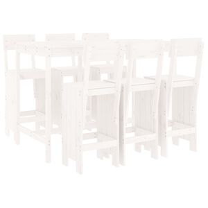 vidaXL Hagebarsett 7 deler hvit heltre furu