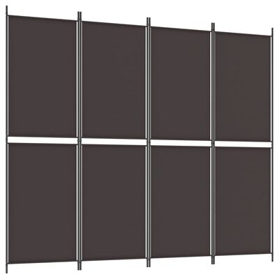 vidaXL Romdeler med 4 paneler brun 200x220 cm stoff