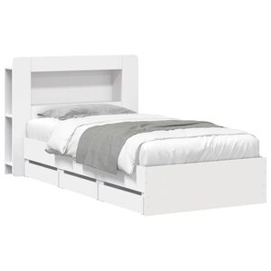 vidaXL Sengramme med oppbevaring og hodegavl Hvit 75 x 190 cm