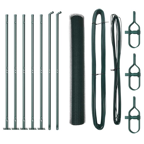 vidaXL Gjerdep&aring;le gr&oslash;nn 10 x 1,2 m (13 mm maske) St&aring;l og PVC