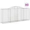vidaXL Gabionkurver buede 3 stk 300x50x120/140 cm galvanisert jern