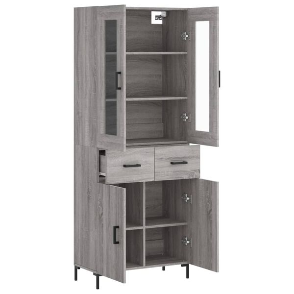 vidaXL Highboard grå sonoma 69,5x34x180 cm konstruert tre