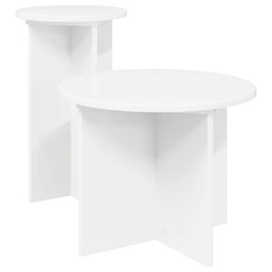 vidaXL Sidebordssett med lagring 2 pcs Hvit Konstruert tre