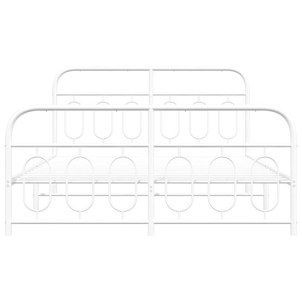 vidaXL Sengeramme i metall med hode- og fotgavl hvit 140x200 cm