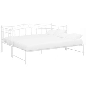vidaXL Uttrekkbar ramme til sovesofa hvit metall 90x200 cm