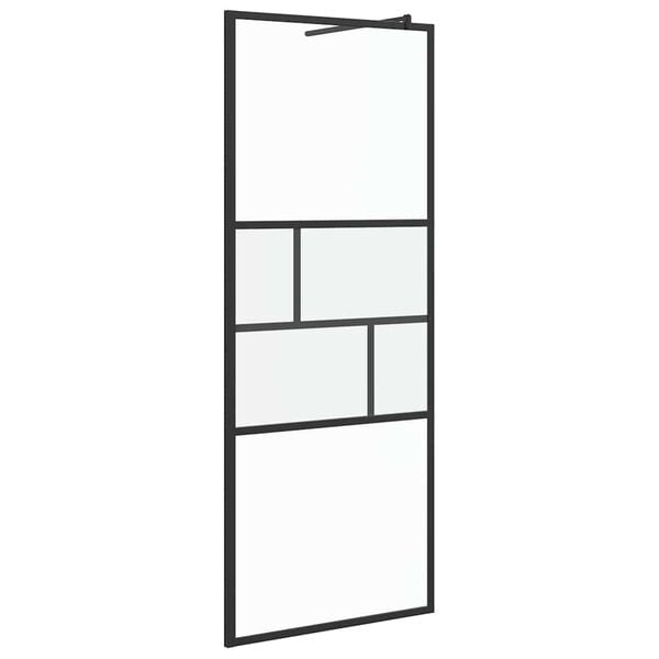 vidaXL Walk-in Dusjvegg Svart 80 x 195 x 0.5 cm Glass og Aluminium