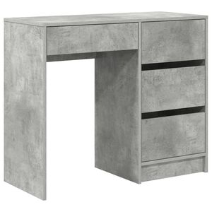 vidaXL Skrivebord Betonggr&aring; Konstruert tre 90 x 37,5 x 75 cm