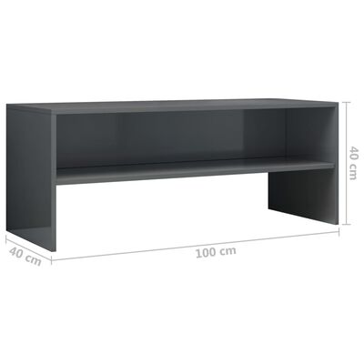 vidaXL TV-benk høyglans grå 100x40x40 cm sponplate