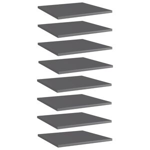vidaXL Hylleplater 8 stk h&oslash;yglans gr&aring; 40x40x1,5 cm konstruert tre