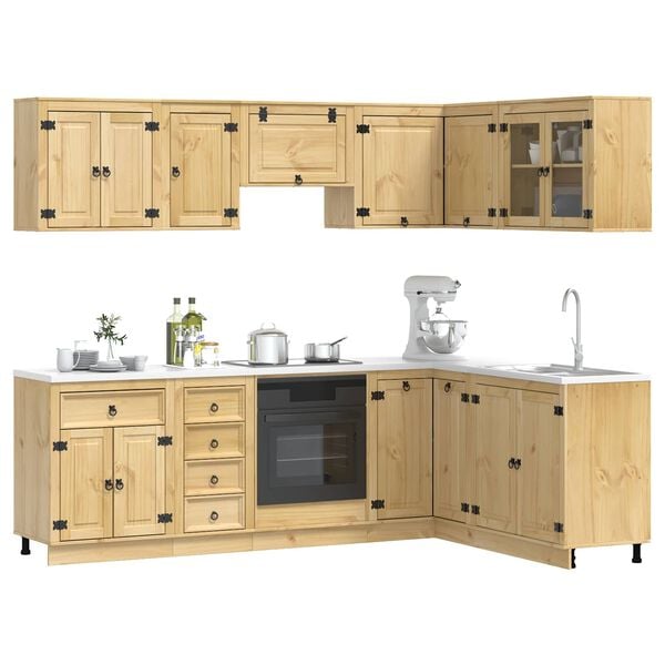 vidaXL Kabinett med skuff med hylle SKI 10 pcs HonningBrun Massiv furu