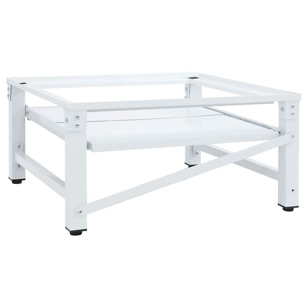 vidaXL Vaskemaskinstativ med uttrekkbar hylle hvit