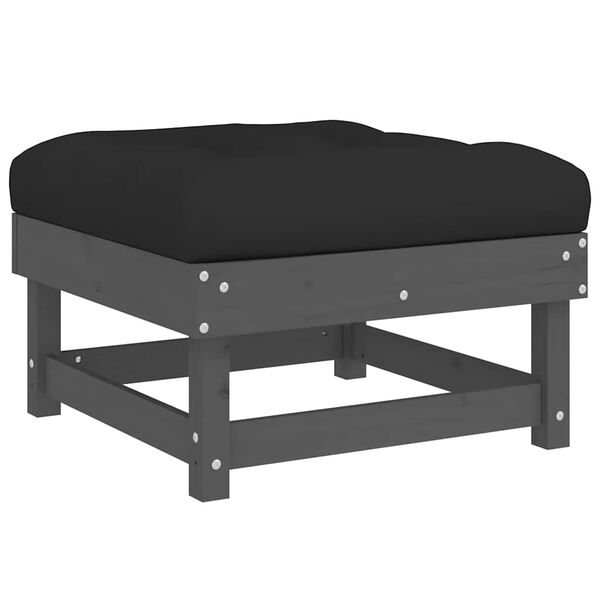 vidaXL Utendørs fotskamler med puter 2 stk grå heltre furu