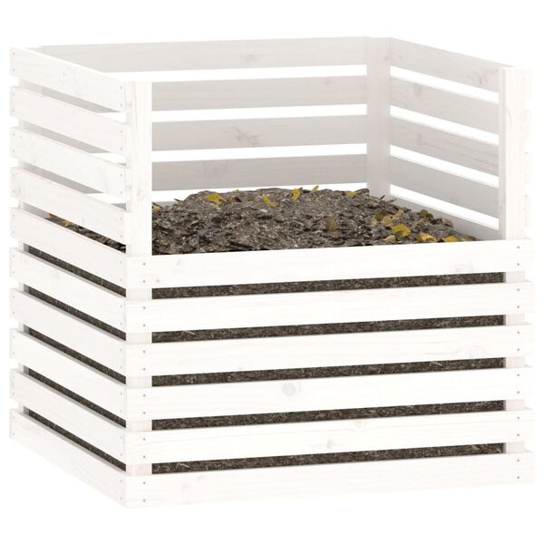 vidaXL Kompostkasse hvit 80x80x78 cm heltre furu