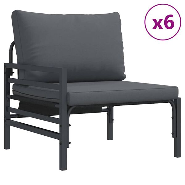 vidaXL Hagesofa Set med pute 13 pcs Svart Stål