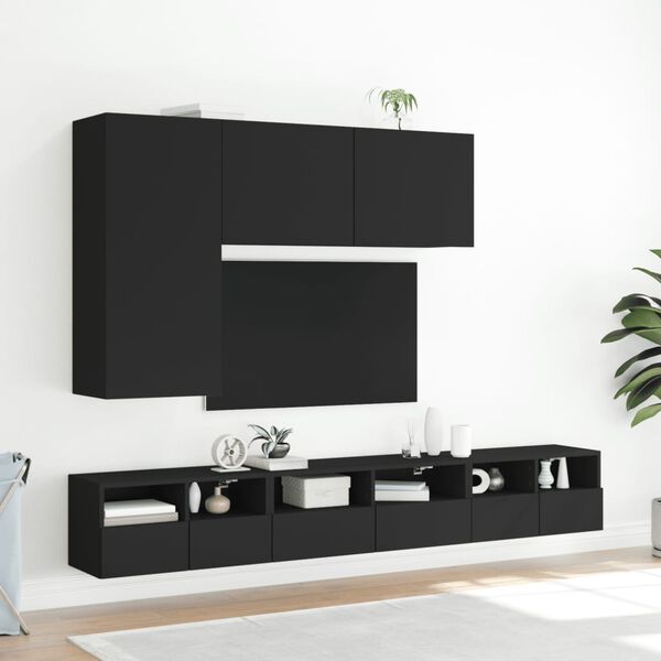vidaXL Veggmonterte TV-benker 2 stk svart 60x30x30 cm konstruert tre