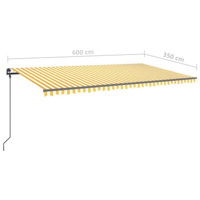 vidaXL Manuell uttrekkbar markise med LED 6x3,5 m gul og hvit