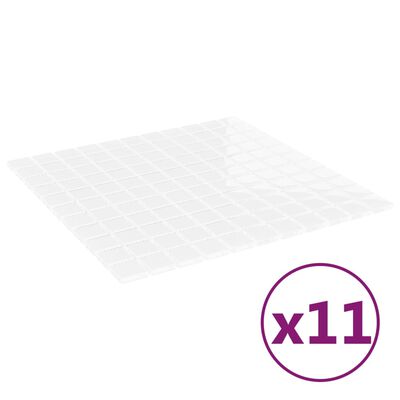 vidaXL Mosaikkfliser 11 stk hvit 30x30 cm glass