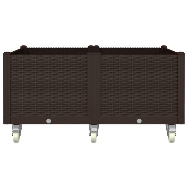 vidaXL Plantekasse med hjul brun 100x80x54 cm PP