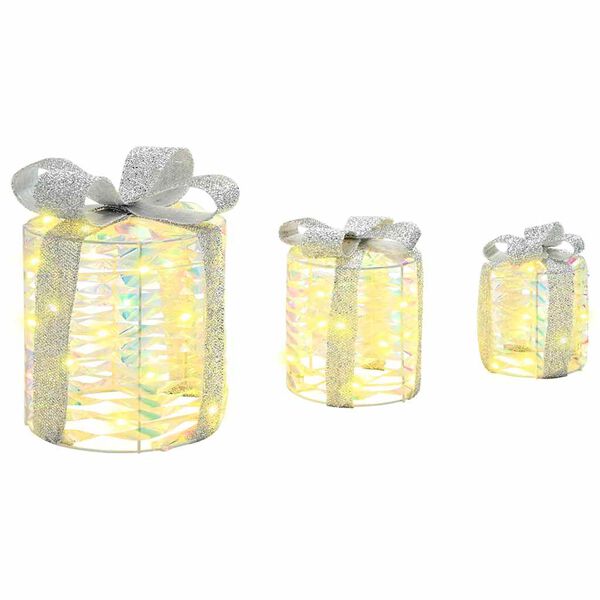 vidaXL Gaveeske Dekorasjon 3 pcs Varmhvit 20 x 20 x 20 cm PET