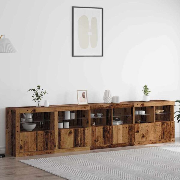 vidaXL LED sideboard Gammelt tre 283 x 37 x 67 cm Konstruert tre