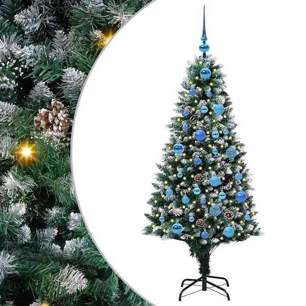 vidaXL Kunstig juletre med 150 LED grønn 150 cm PVC og Stål og Plast