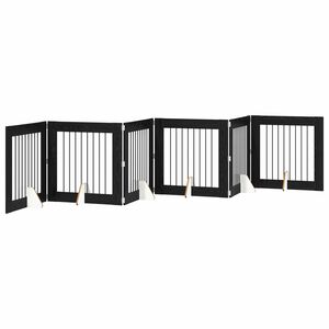 vidaXL Foldbar hundegitter med stativer 6 stk. Svart eik 482 cm