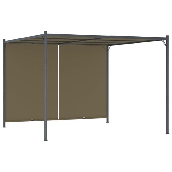 vidaXL Hagepergola med uttrekkbart tak 3x3 m gr&aring;brun 180 g/m&sup2;