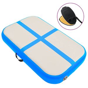 vidaXL Oppbl&aring;sbar gymnastikkmatte med pumpe 60x100x15 cm PVC bl&aring;