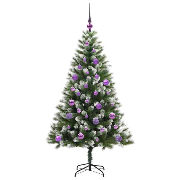 vidaXL Kunstig leddet juletre med flocket sn&oslash; Gr&oslash;nn og hvit 150 cm