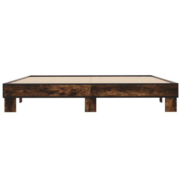 vidaXL Sengeramme r&oslash;kt eik 160x200 cm konstruert tre og metall