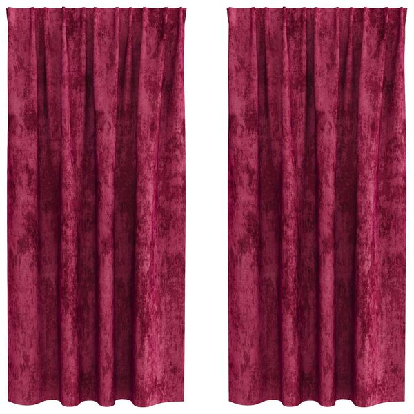 vidaXL Fløyel Gardiner med gardiner 2 pcs Vinrød 175 x 140 cm Fløyel