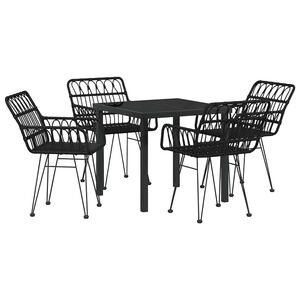 vidaXL Hage Spisegruppe 5 pcs Svart Pulverlakkert st&aring;l