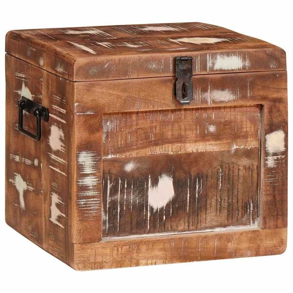 vidaXL Lagringsboks med lagring med dør med lås Brun Massiv mango tre